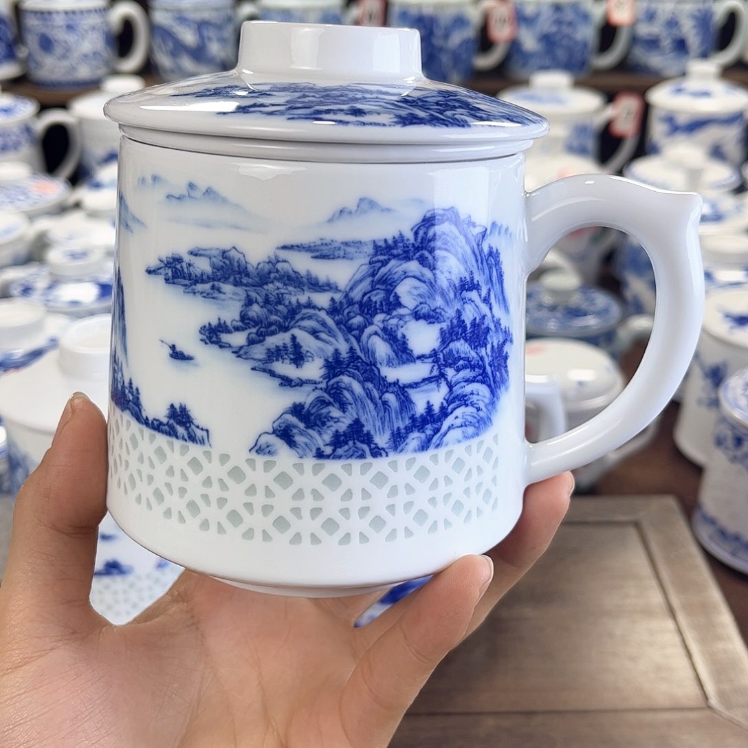 简*景德镇陶瓷马克杯带盖