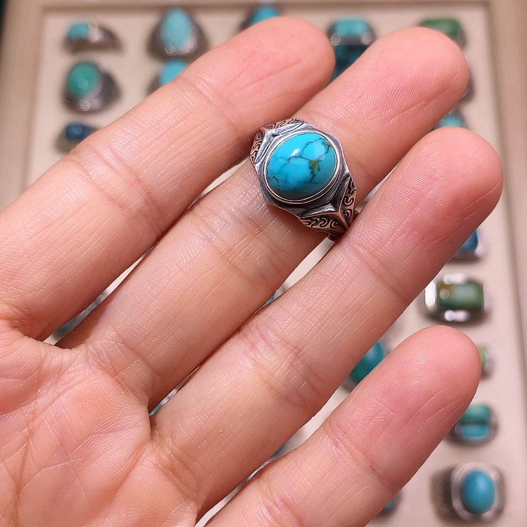 绿松石银S925镶嵌挂件