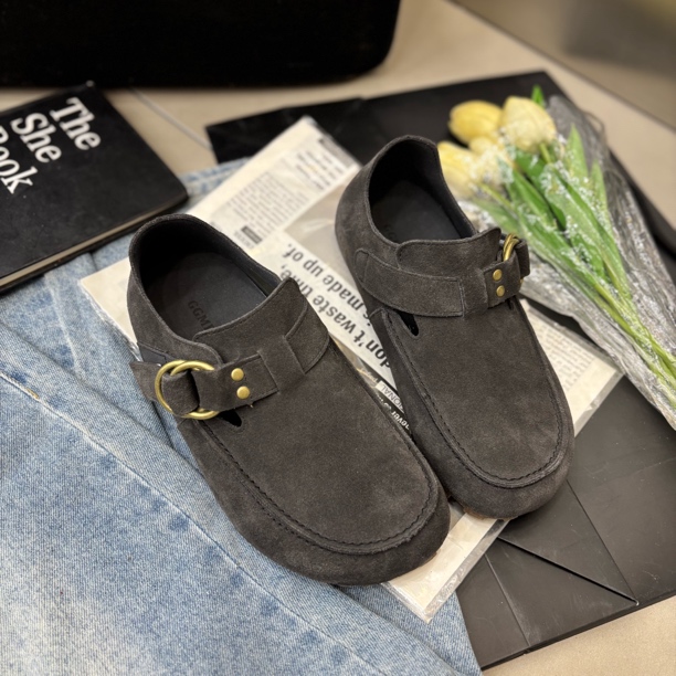 小雨家【韩版】春季真皮平底休闲百搭勃肯鞋