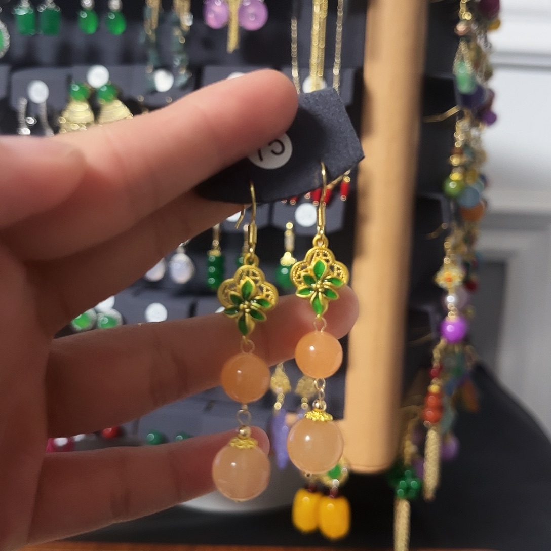 锆石纯铜925银耳饰