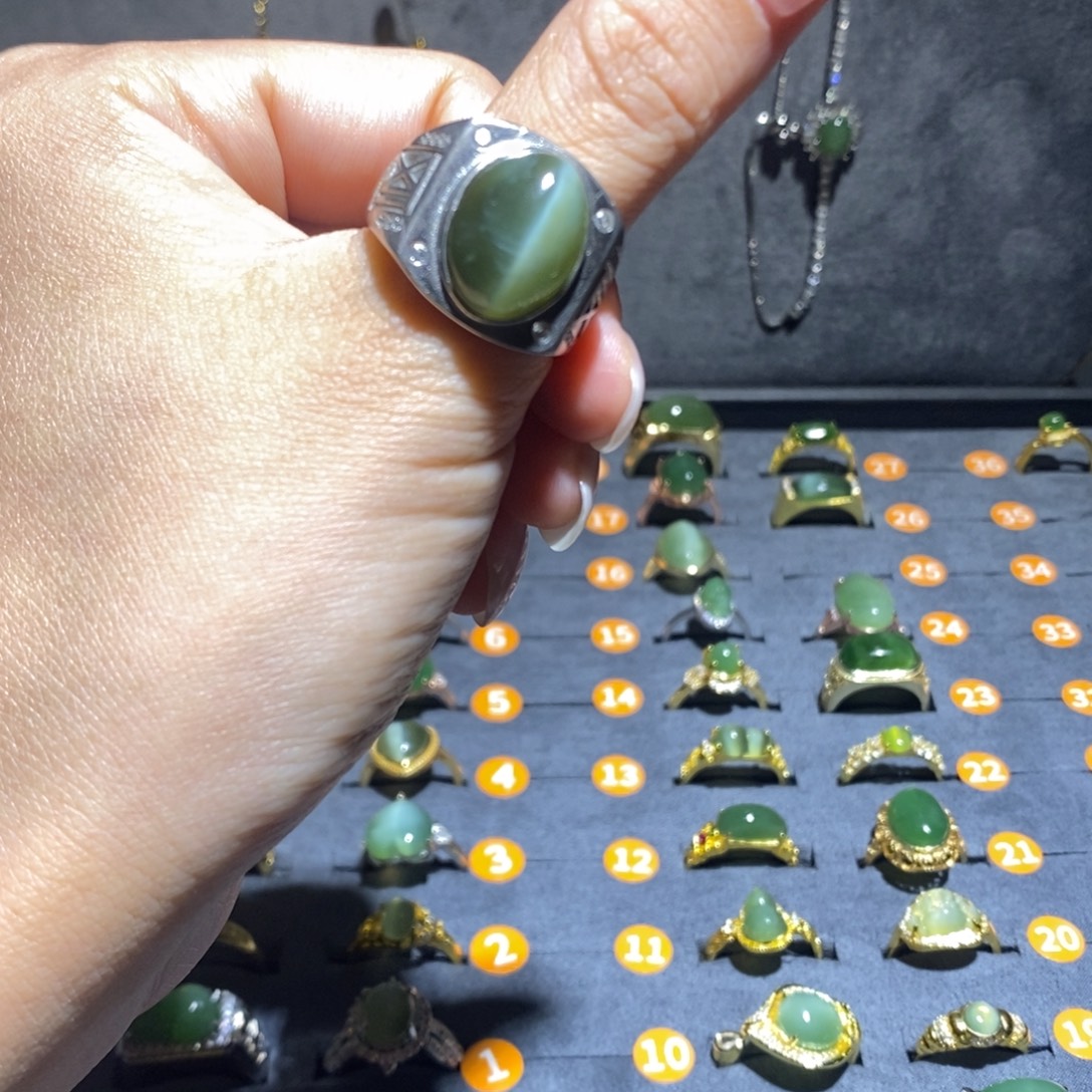 我***大和田玉（碧玉）未镶嵌戒指