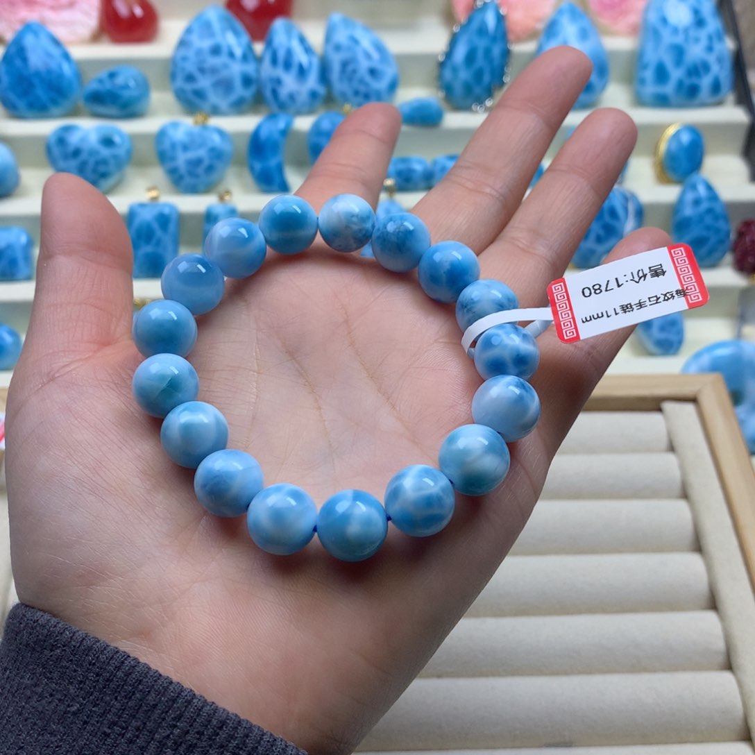 针钠钙石（海纹石）珠宝半成品未镶嵌圆*儿