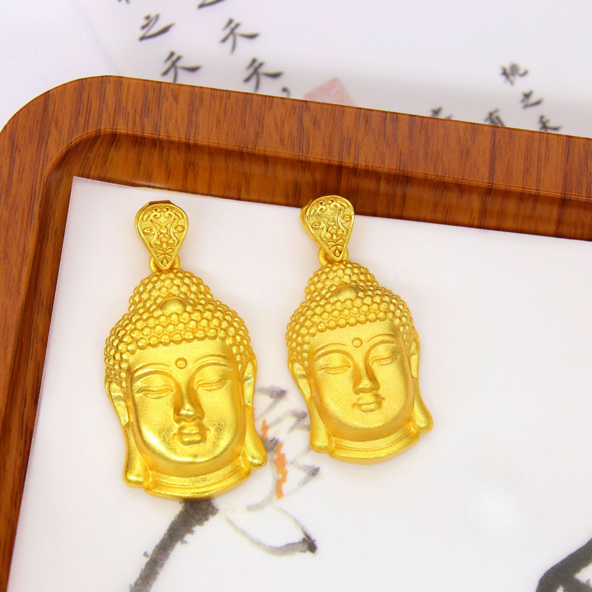  【矿金手工制作】古法如来佛头吊坠项链diy配饰弥勒佛