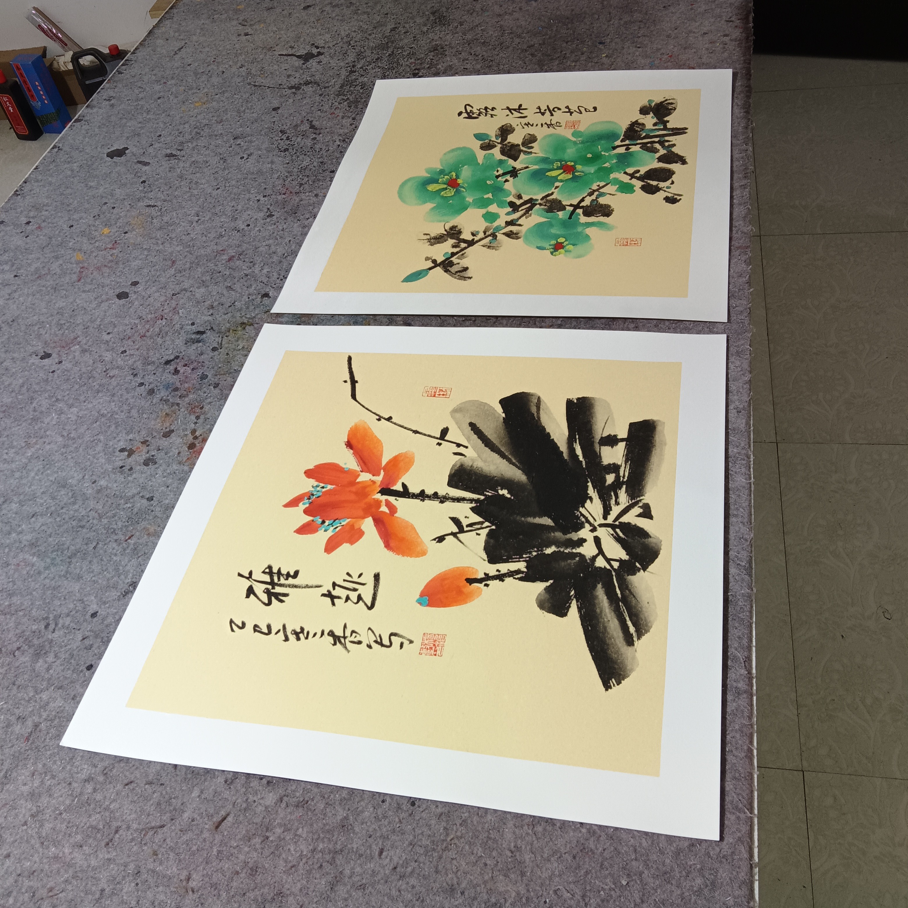 国画斗方客厅餐厅装饰画2张50cm×50cm