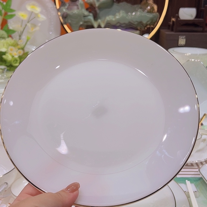 瓷描金白玉瓷10寸打盘1个