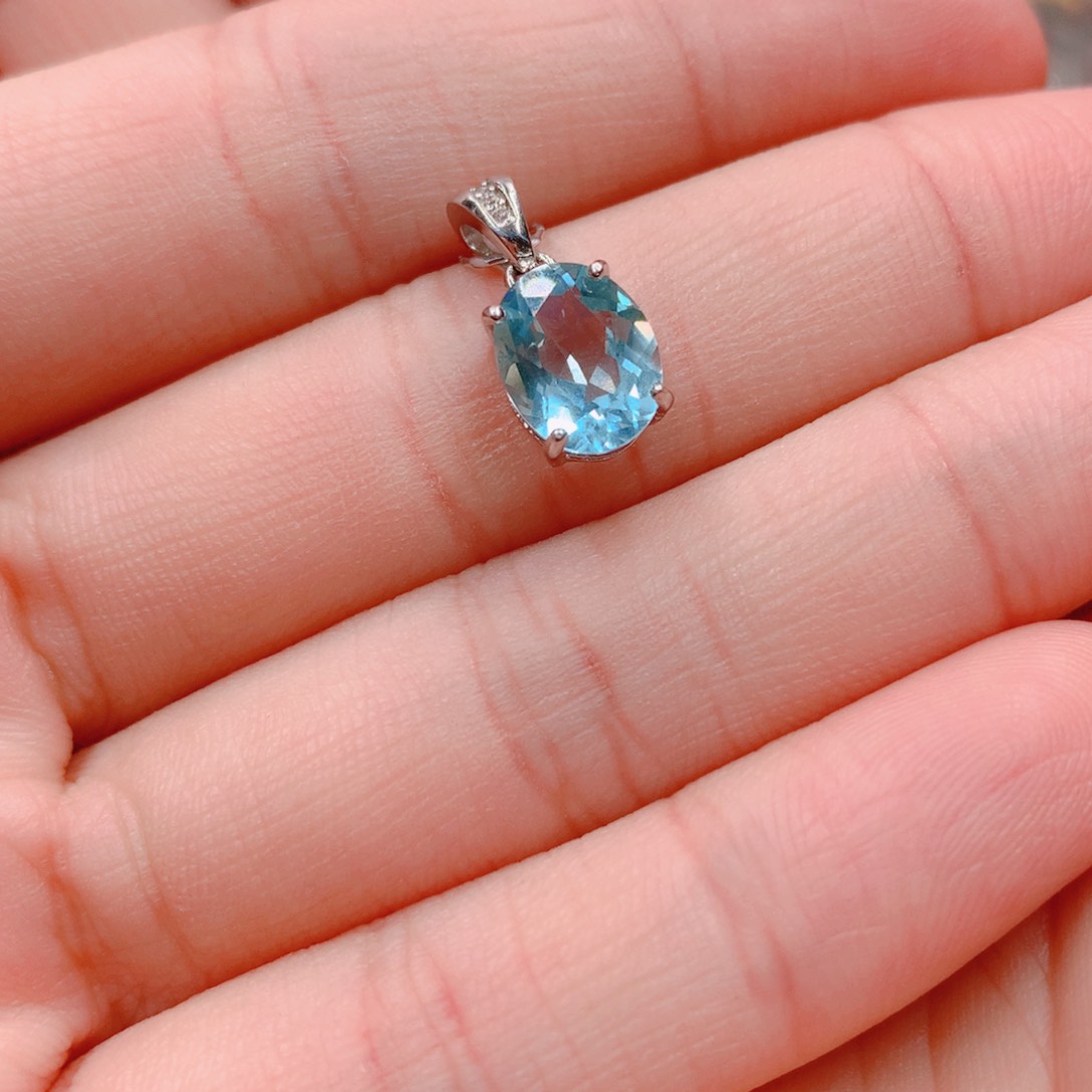 海蓝宝石吊坠(不含链)银S925镶嵌