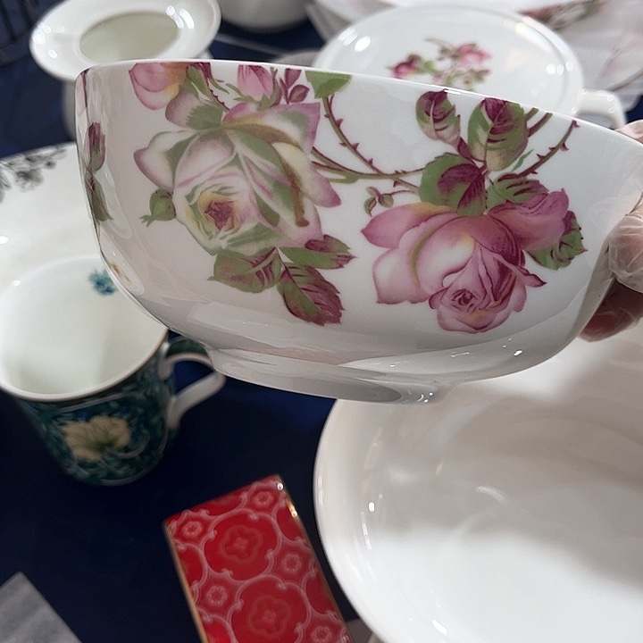 碗微瑕骨瓷面碗玫瑰一个