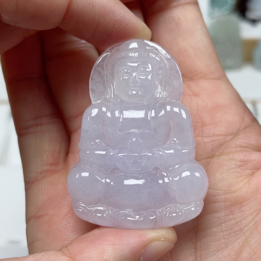 翡翠颈饰未镶嵌天然翡翠A货观音9号