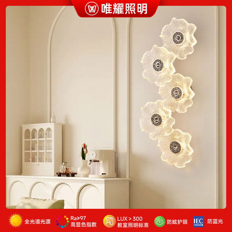 法式轻奢玻璃壁灯卧室床头灯装饰灯客厅背景墙楼梯阳台书房过道灯