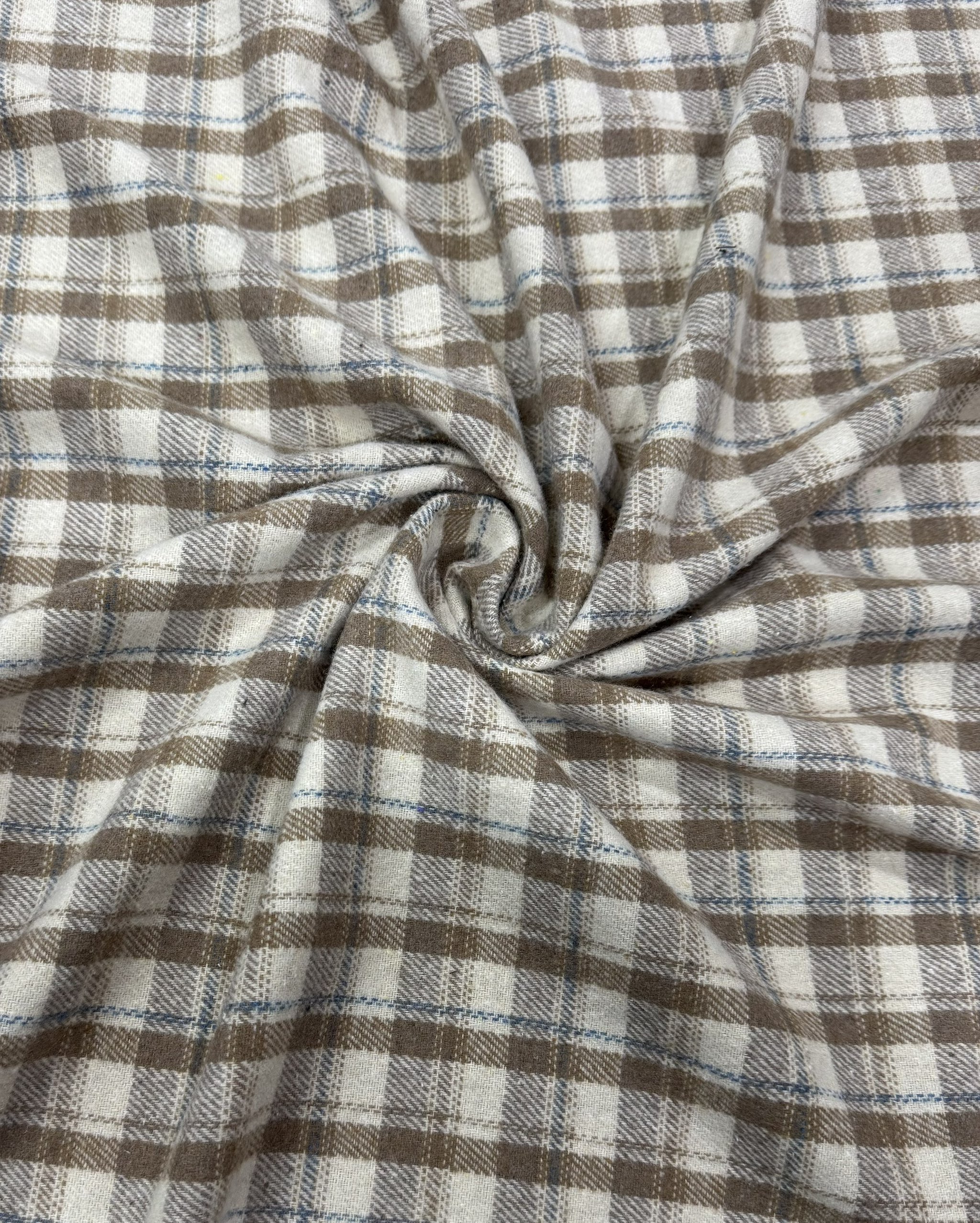 190-米白格子 纯棉面料 厚款 柔和亲肤 精梳精纺无扎感 多拍连裁