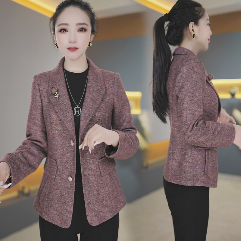 【高货定制】C569图片色妈妈春秋外套女士休闲西服中老年秋装新款