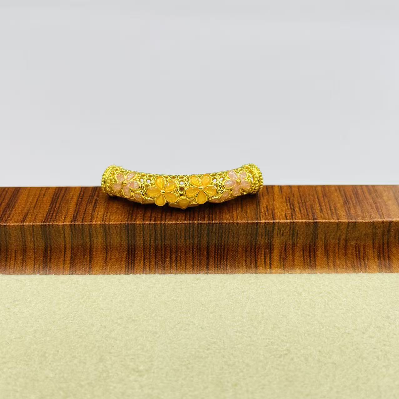 新金社黄金足金999粉色桃花弯管DP1389-0540