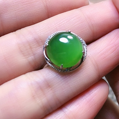 和田玉戒指银S925镶嵌