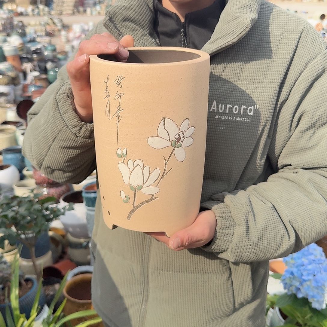 紫砂花盆口16高25（玉兰花白色一个