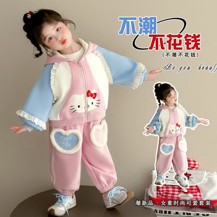 女童卡通套装2025春秋秋季新款儿童洋气休闲连帽两件套宝宝秋装
