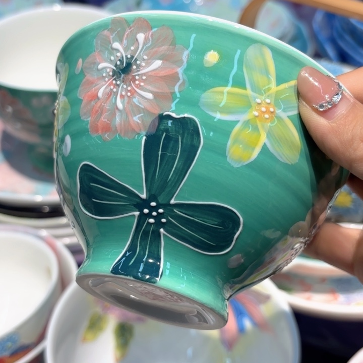 夏日花海5寸抹茶碗一只