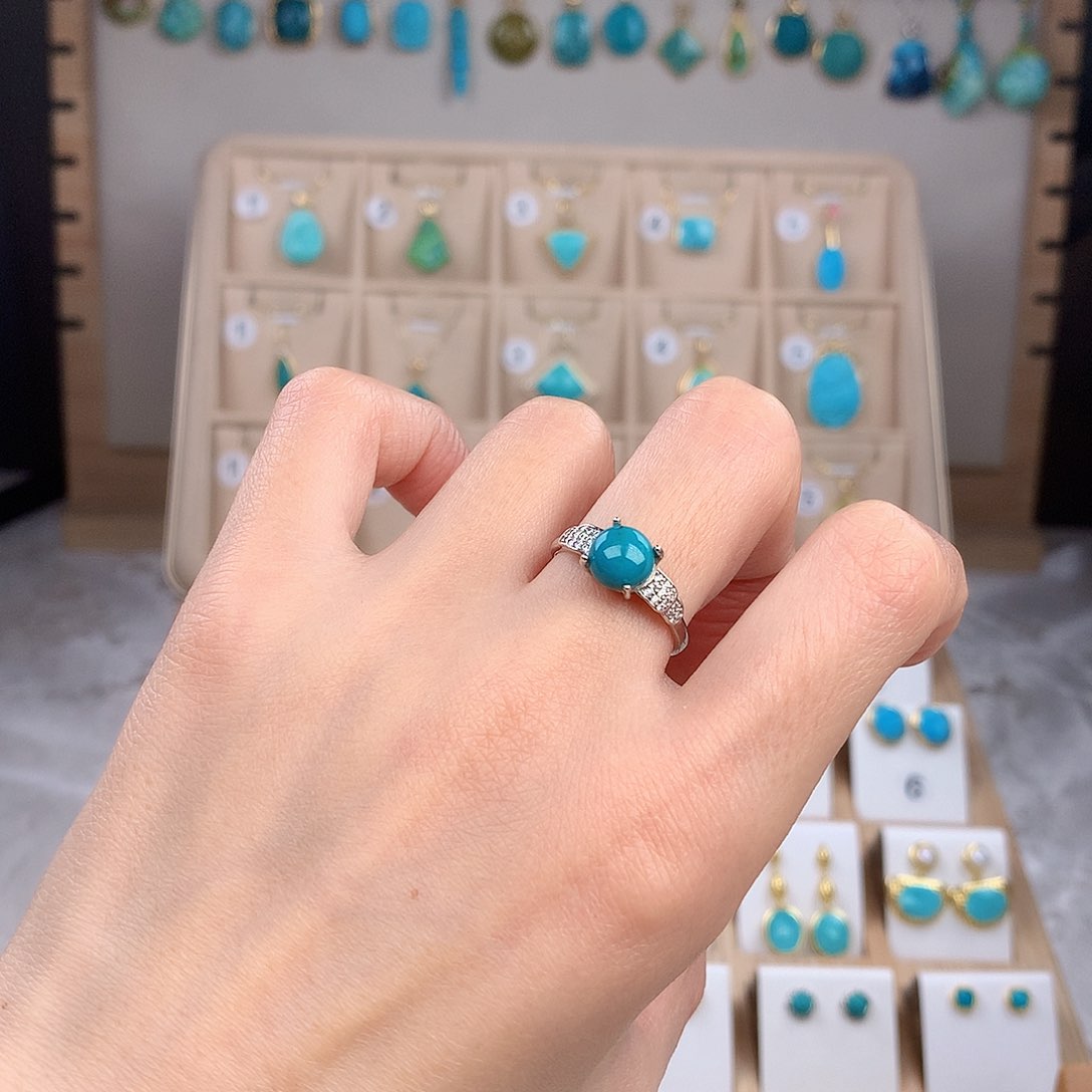 绿松石戒指银S925镶嵌