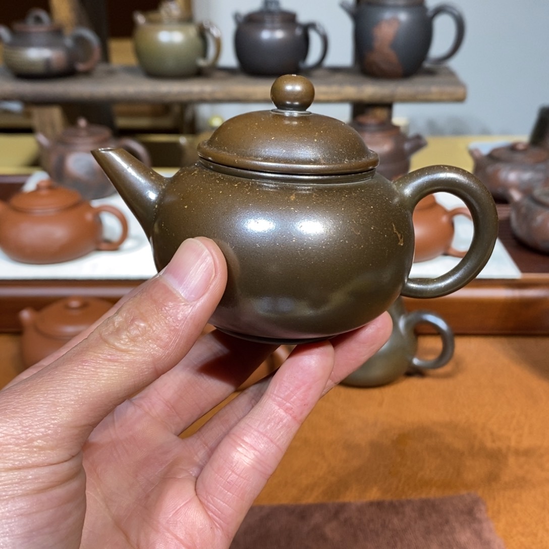 小**亮柴烧水平壶120ml坭兴陶手工制作