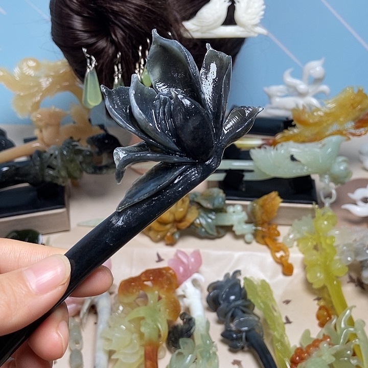 岫玉未镶嵌发簪发簪