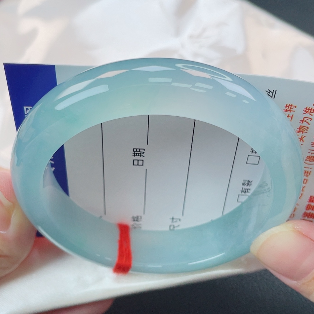 翡翠未镶嵌手镯蓝冰果冻胶-超强推