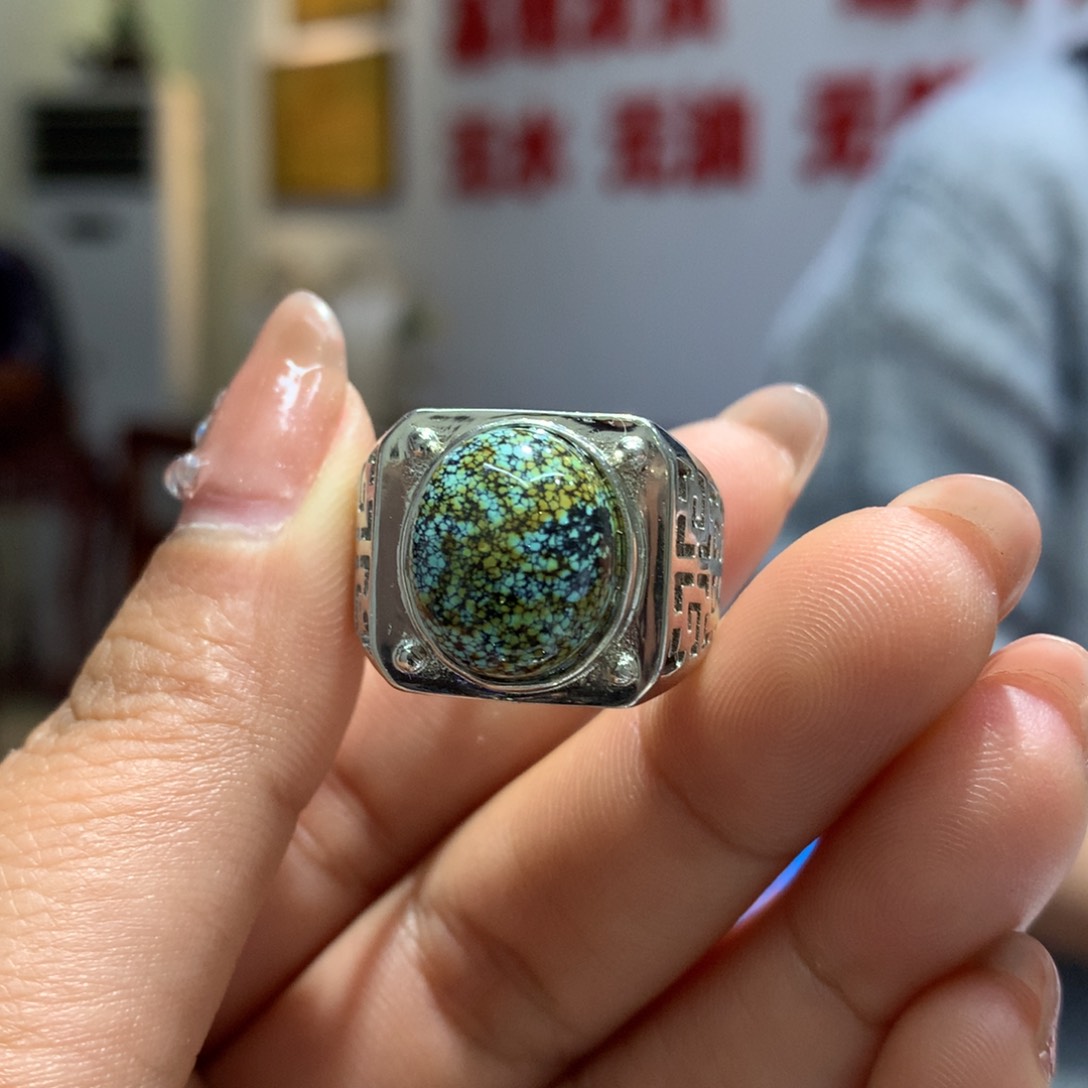 绿松石戒指银S925镶嵌