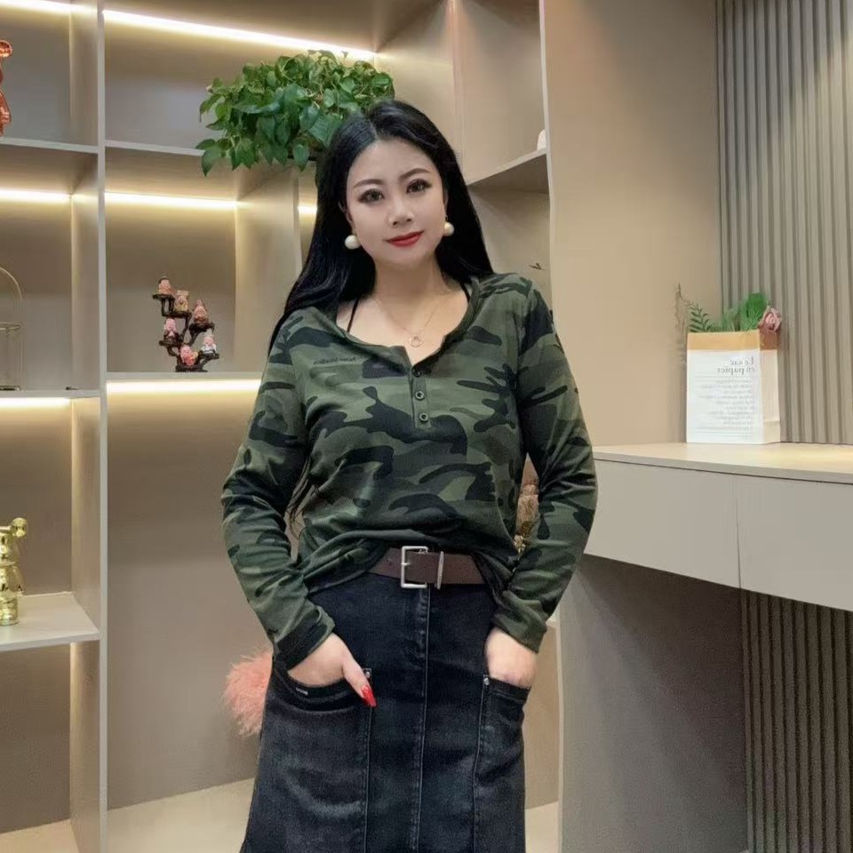 秋季上衣-千 25803 时尚休闲百搭打底简约设计胖MM大码女装新款