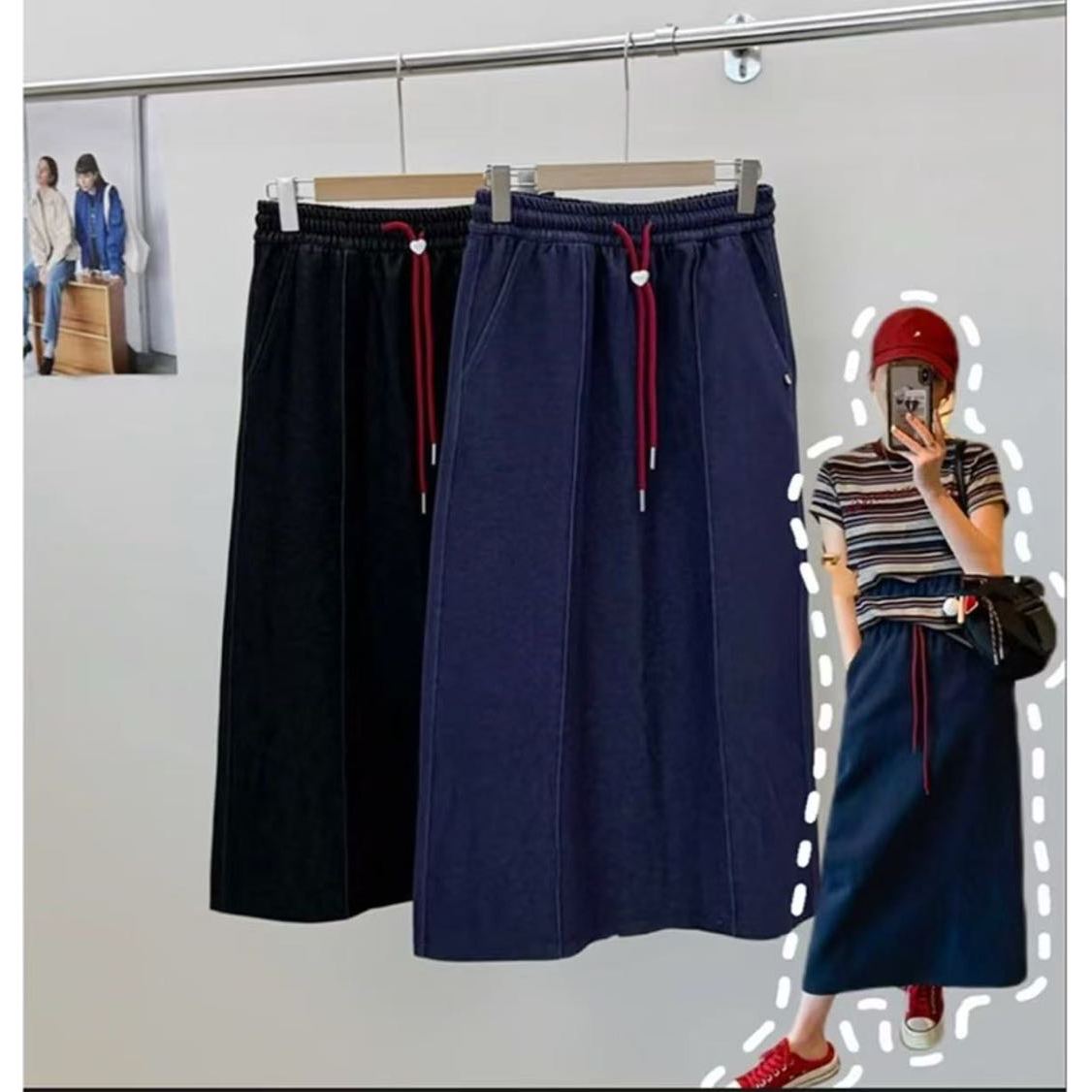 【主播推荐】女士韩系宽松牛仔休闲半身裙10629