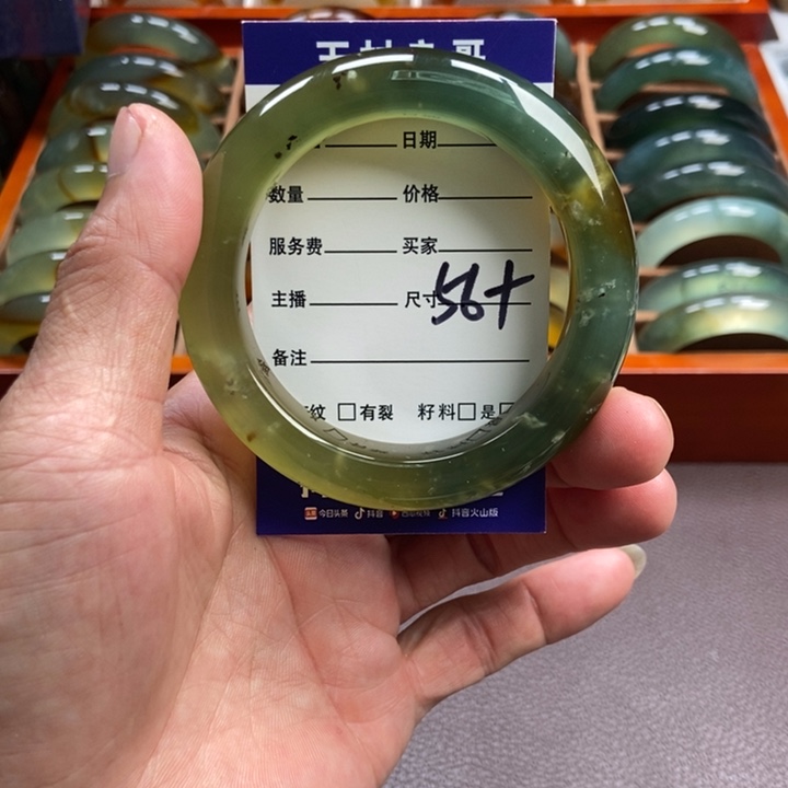 银S925镶嵌蛇纹石玉手镯手串戒指