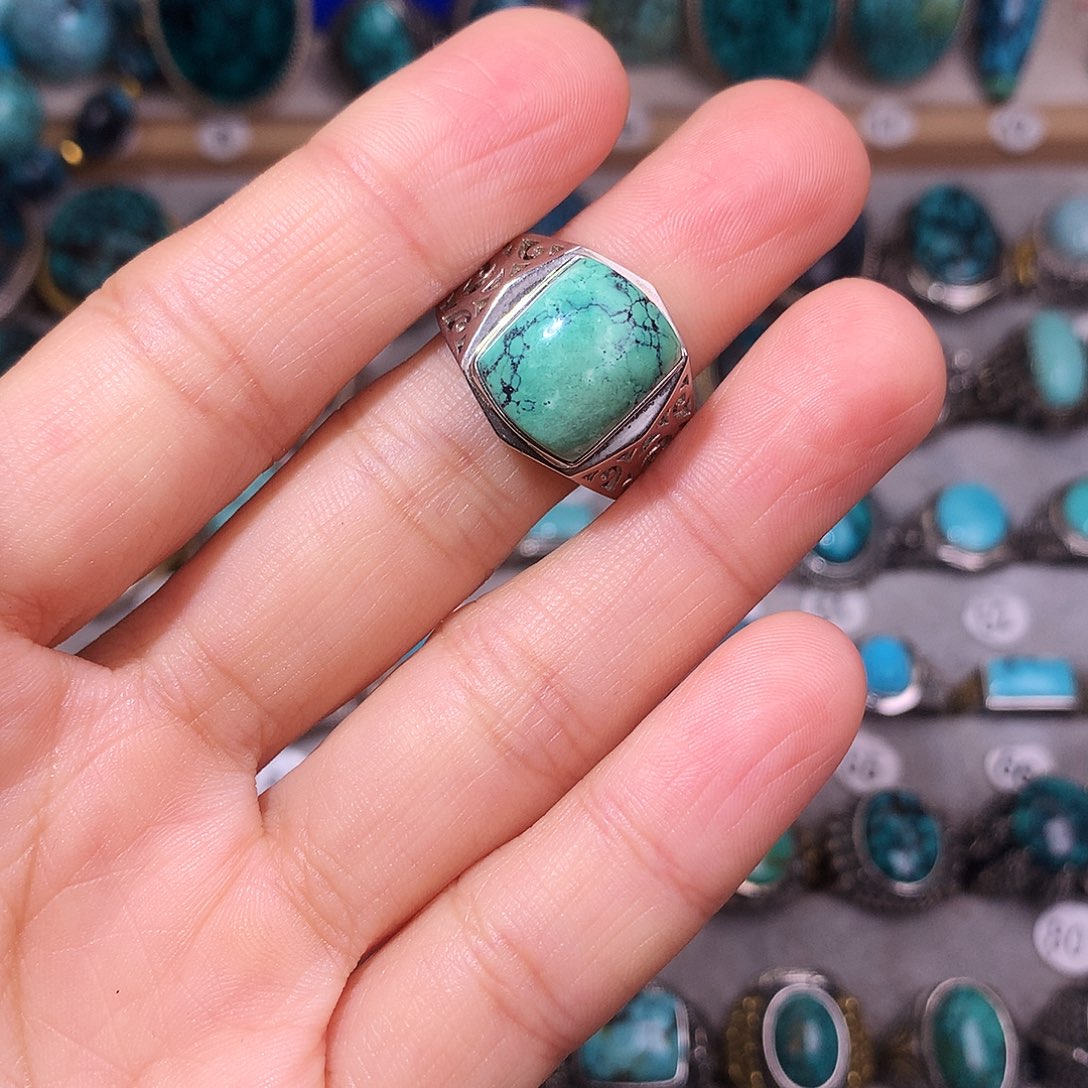 绿松石挂件银S925镶嵌