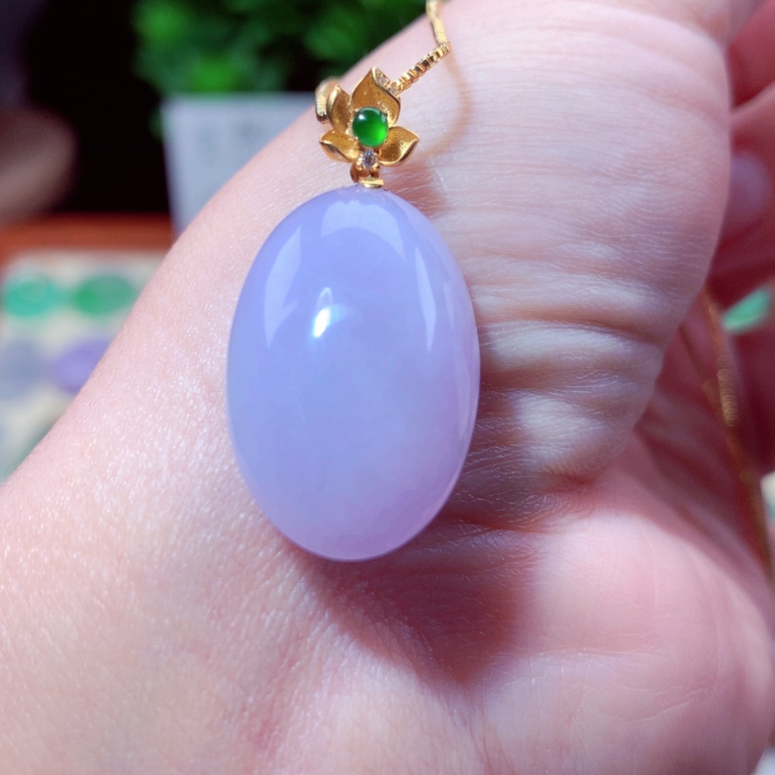 翡翠吊坠(不含链)18K金镶嵌