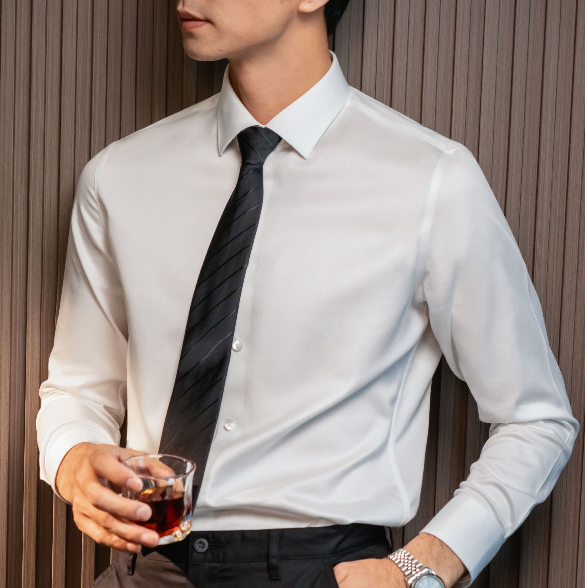 亓口200支纯棉纱免烫抗皱结婚礼服高级感男士商务正装衬衫/25006