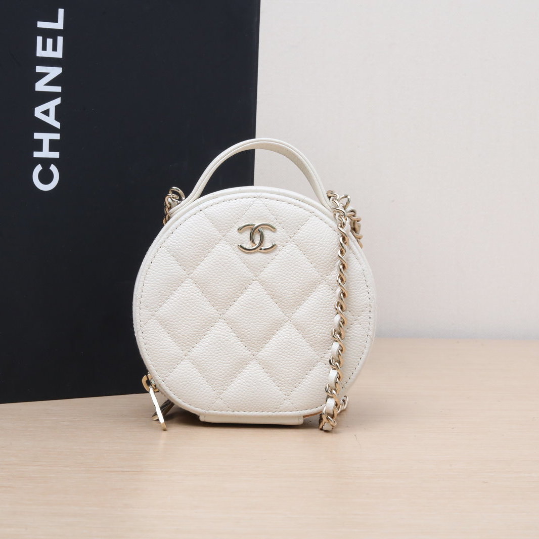 95新 Chanel/香奈儿 【攀攀双双】22早春 圆饼包 白色 31开 