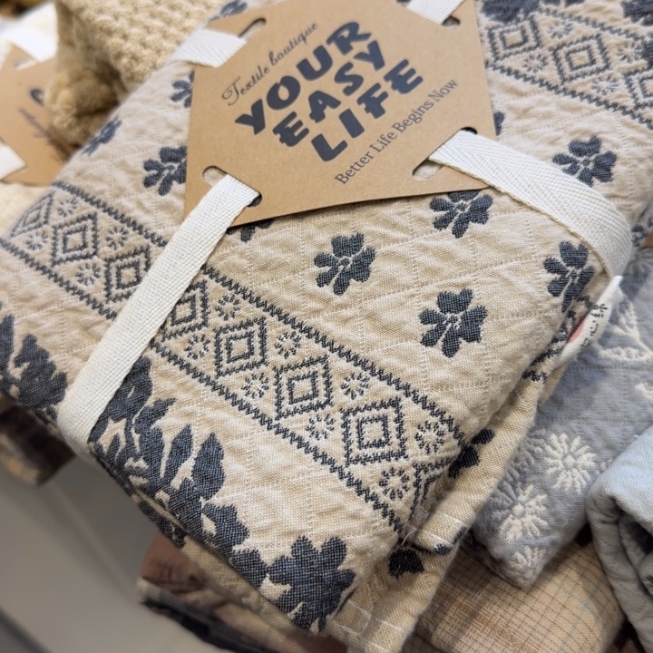 華***華蓝色花花枕皮一对装