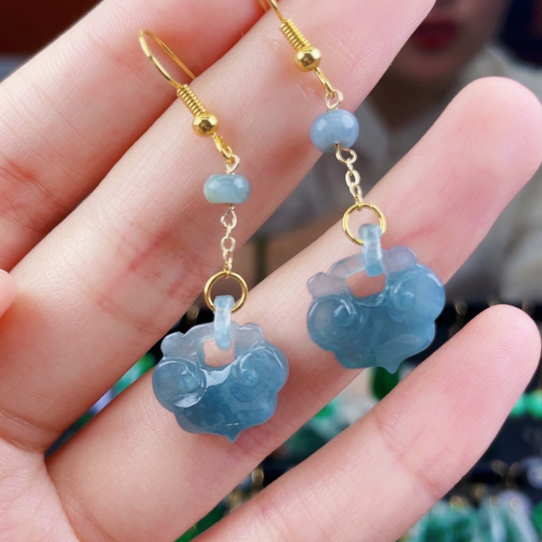 翡翠未镶嵌耳饰饰品