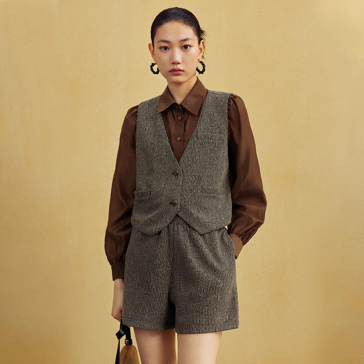 【静姐专属】春季假两件拼接上衣短裤质感两件套M537301764