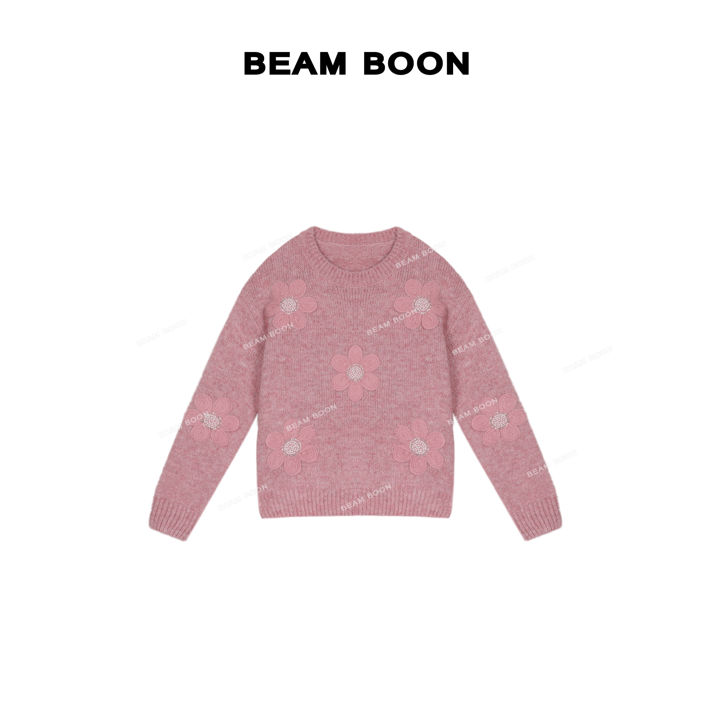 【虞美人12】重工立体花朵钉珠超细羊毛混纺暖意蓬松柔软针织衫