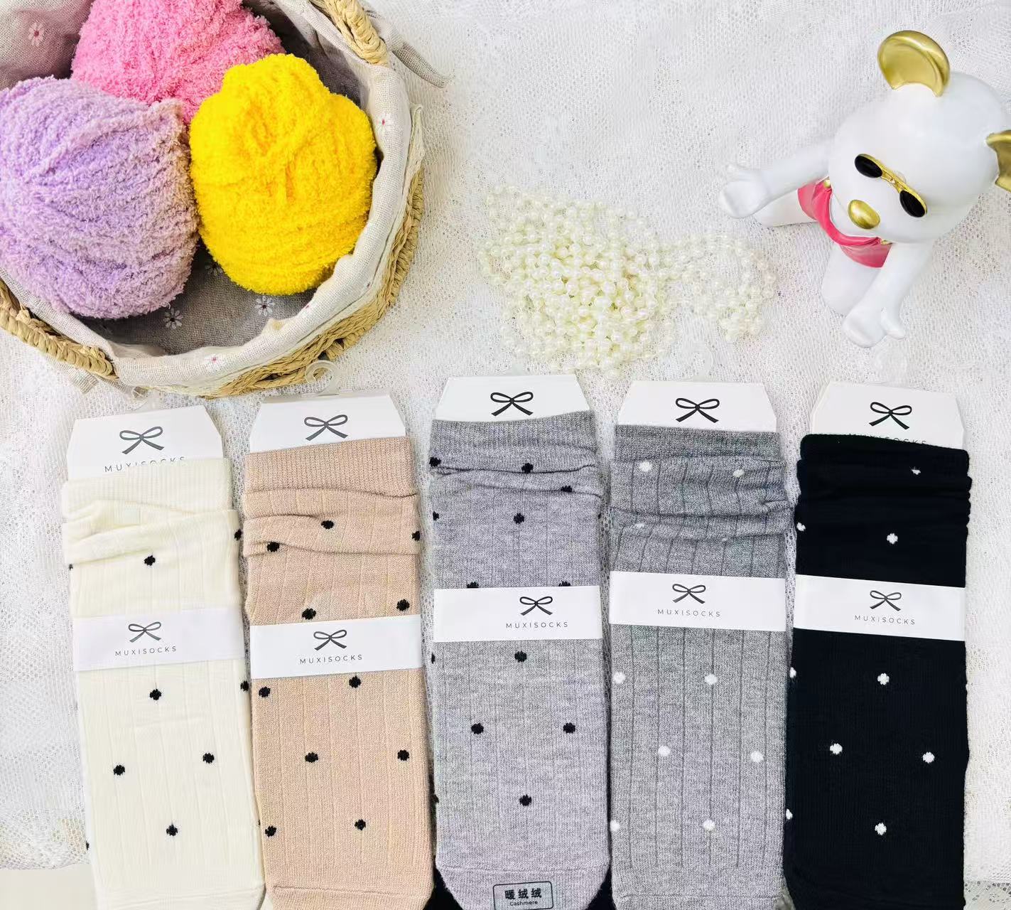 兄弟优选*沐溪加厚暖绒绒直板堆堆袜花型随机（5包）