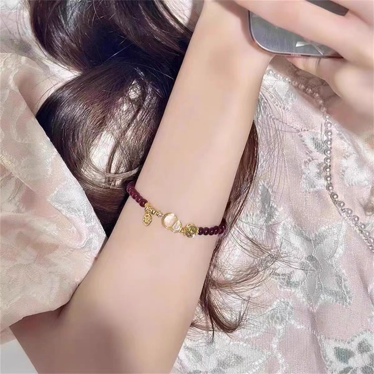 铜合金亚克力项链 铜合金无镶嵌8121简约葫芦手链