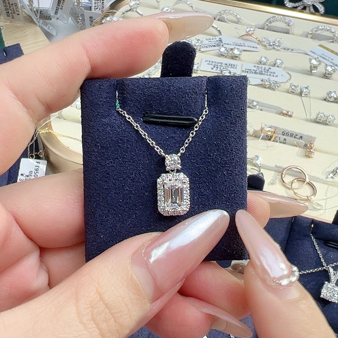 实验室培育钻石铂Pt950镶嵌香水瓶项链