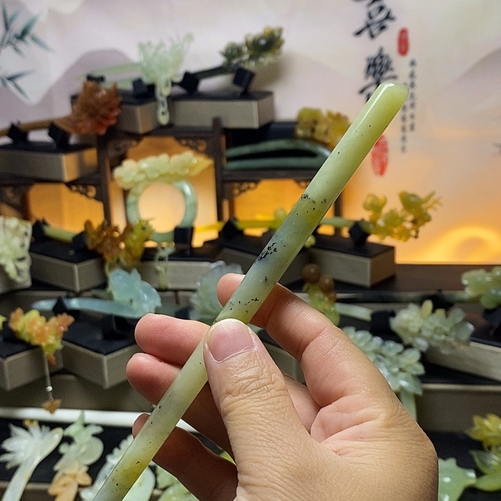 蛇纹石玉合金发饰