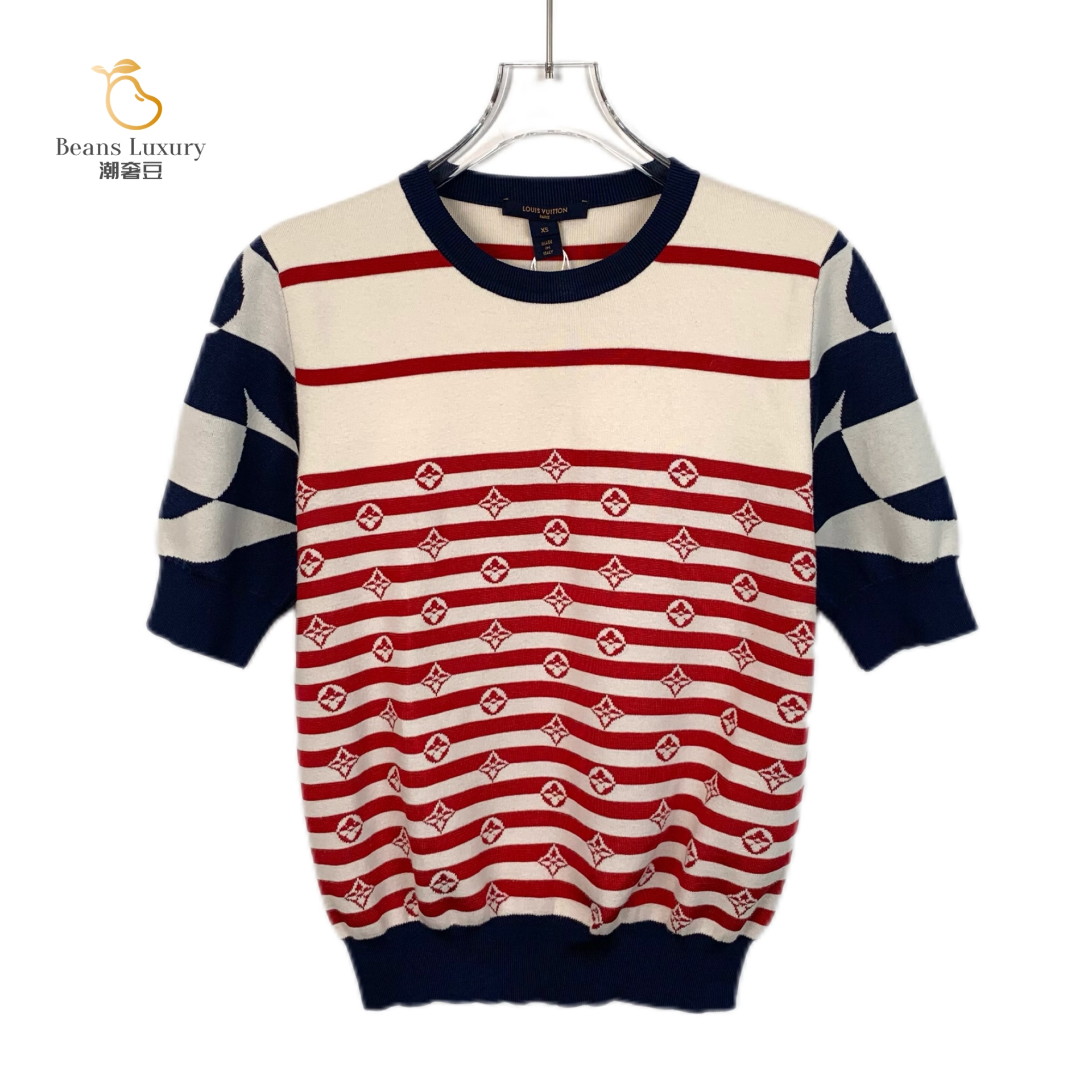 99新 LouisVuitton/路易威登 潮奢豆 严选/老花条纹针织衫/H13526