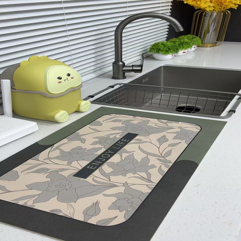  可擦免洗吸水皮革材质餐桌隔热垫，厨房沥水垫