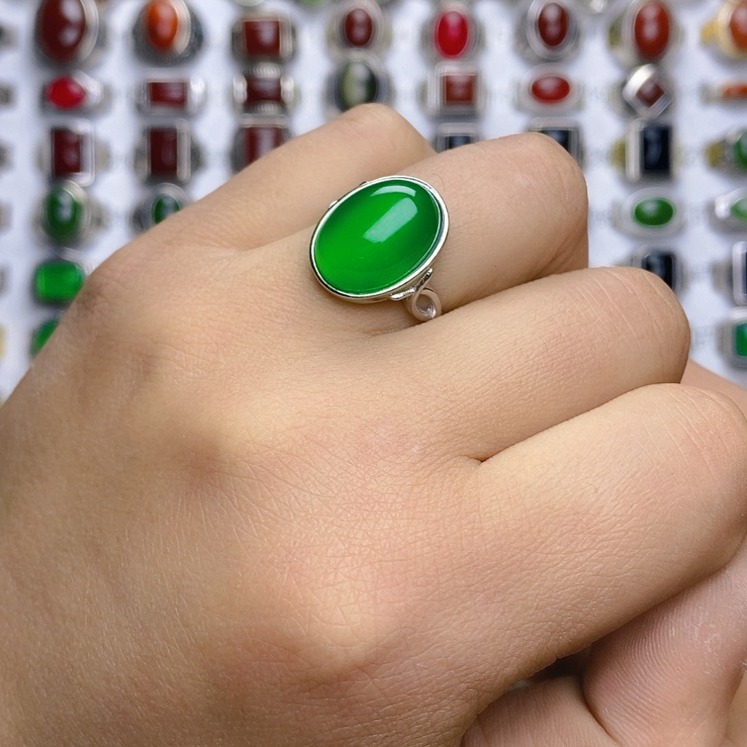 玛瑙/玉髓戒指银S925镶嵌用****2