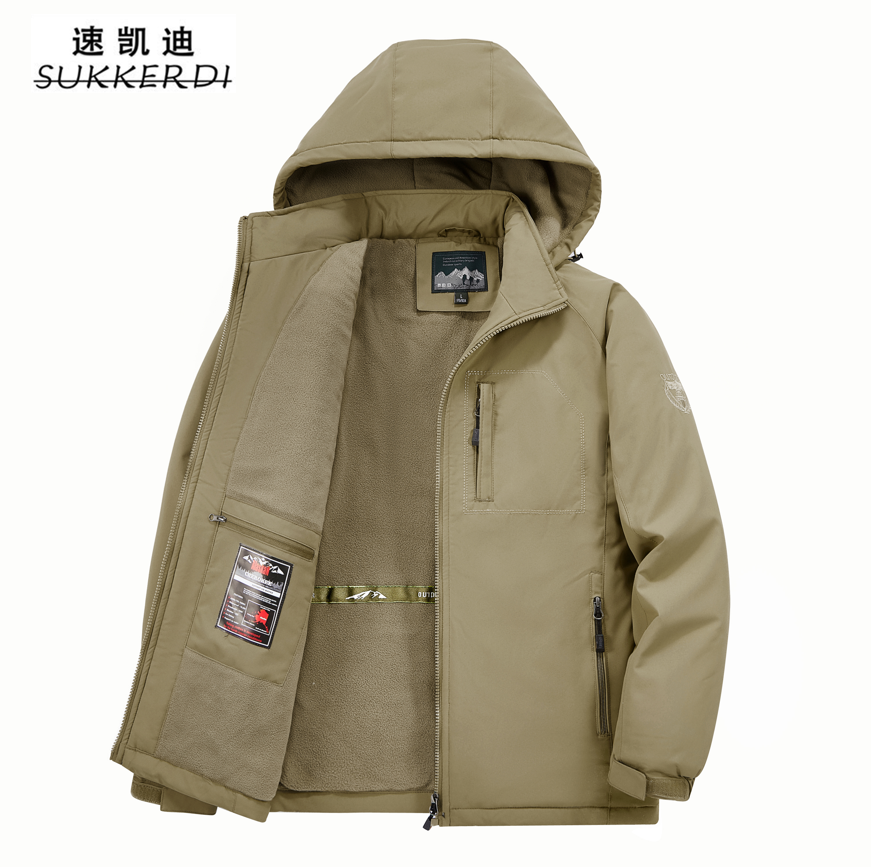【商场发货】2025秋冬新款冲锋夹克棉服加绒加厚多口袋设计款外套男