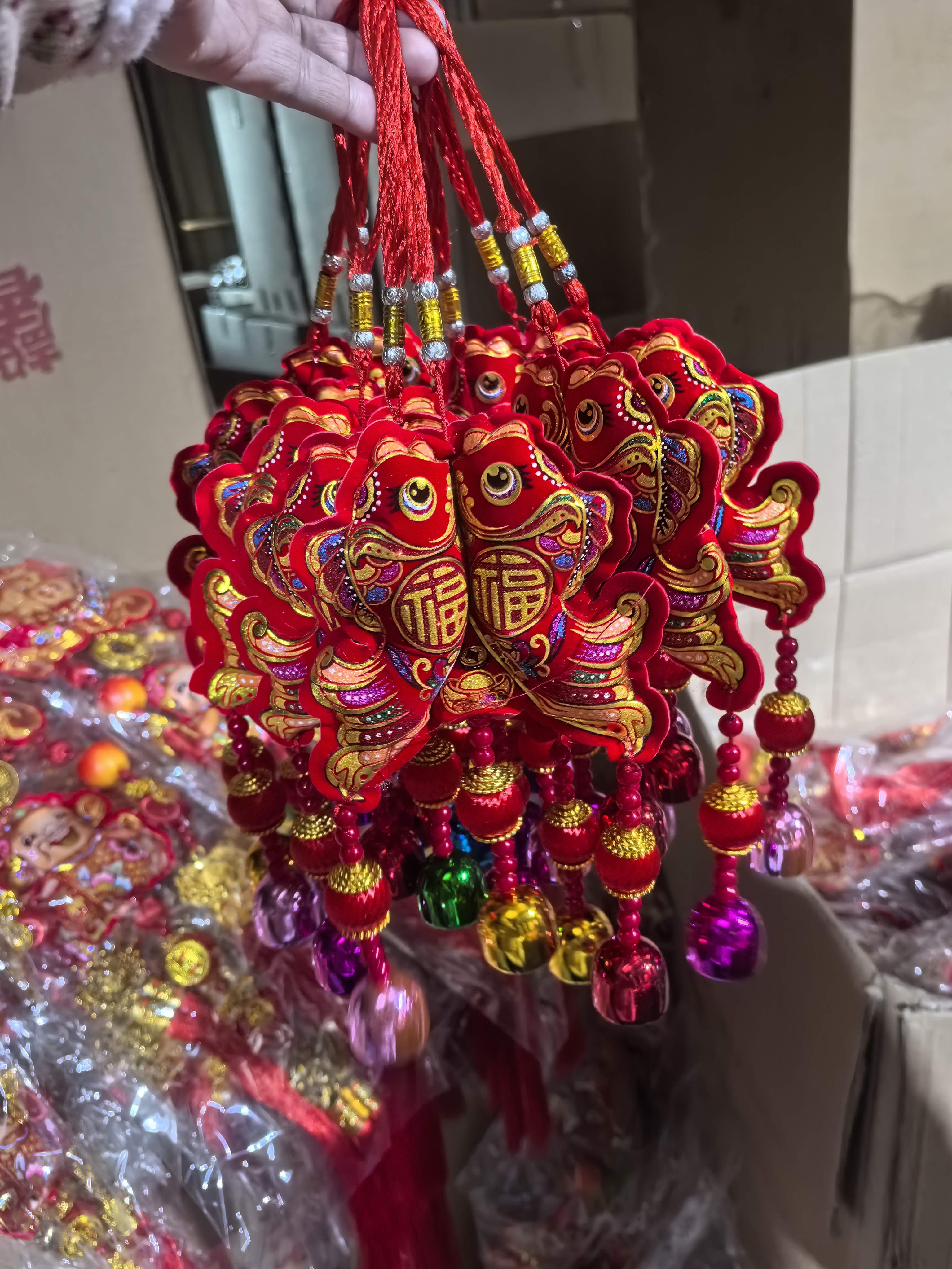 新年客厅喜庆装饰铃铛灯笼挂饰布置用品