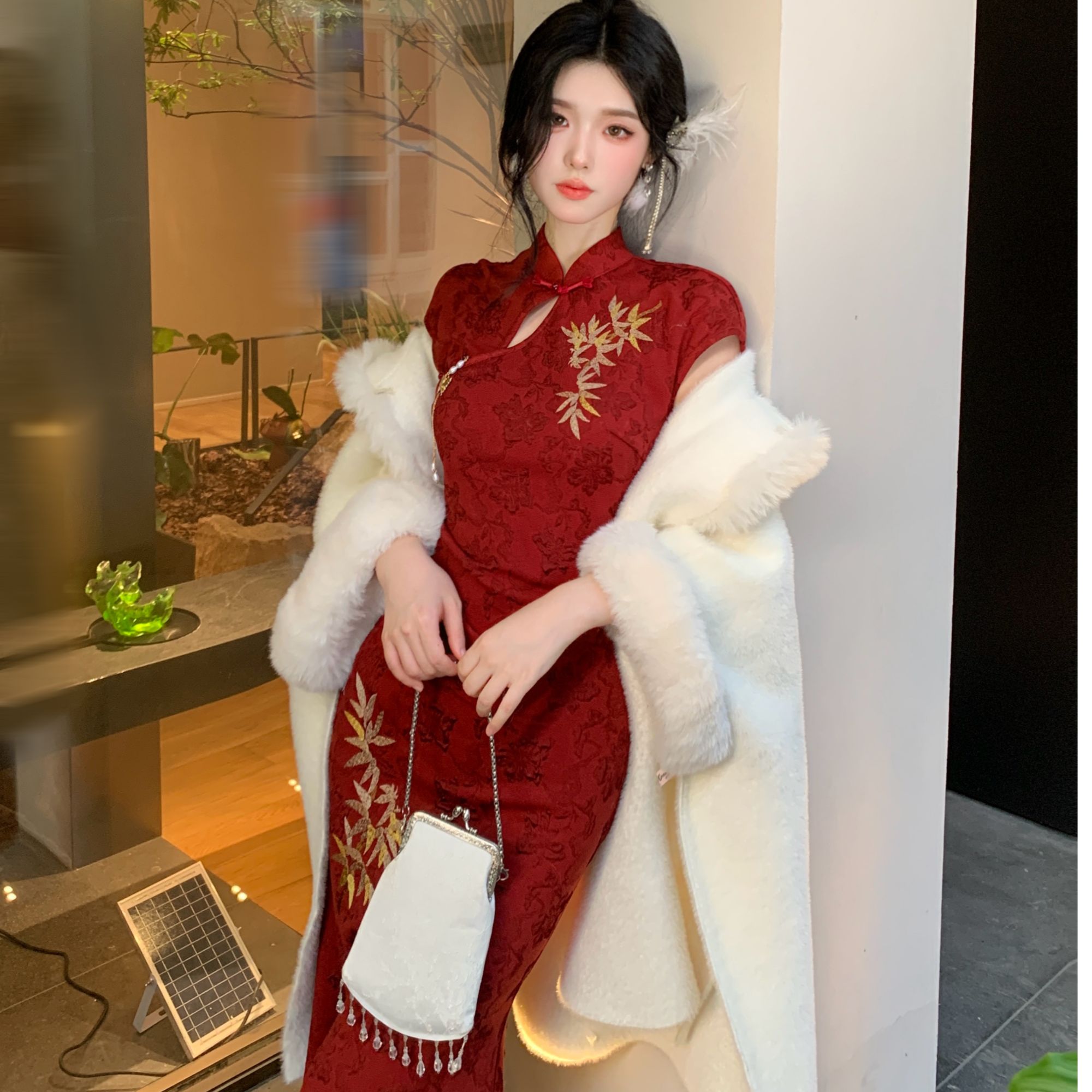 Blovelan丹霞映锦 早春新款新中式改良旗袍订婚敬酒服