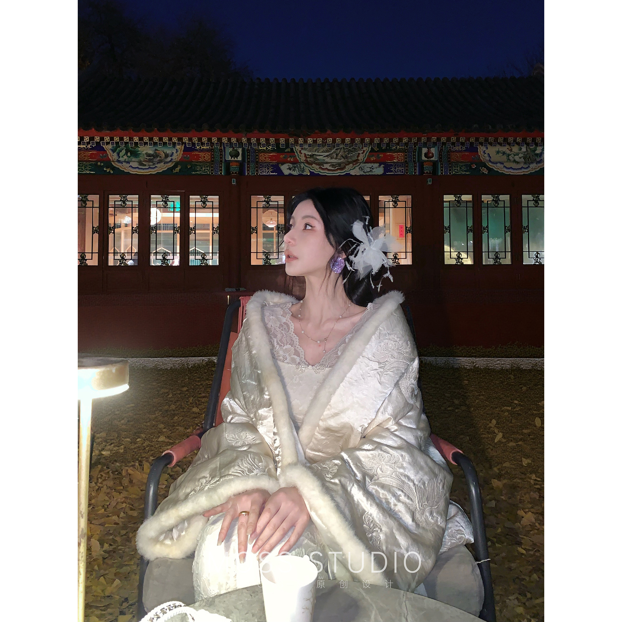 MOSS STUDIO【温香软玉】新中式醋酸丝绒长裤女