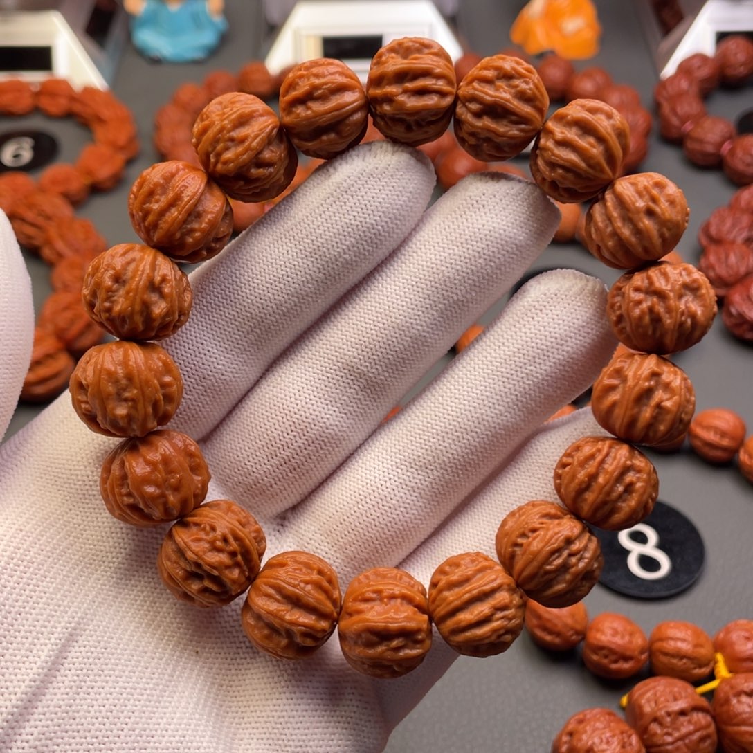 手串文玩核桃野生核桃龙脊京八棱秋子手串