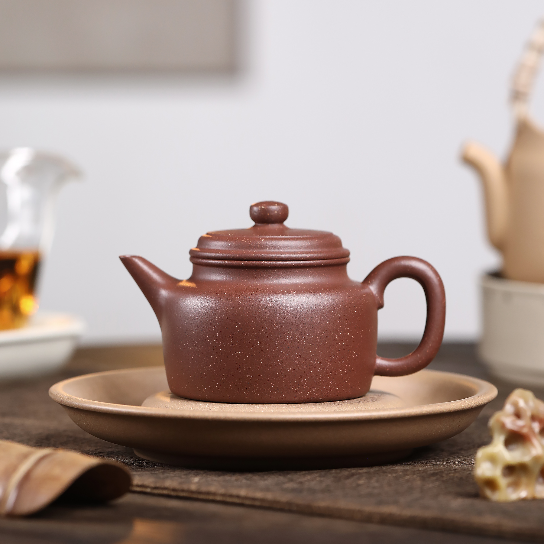 JCY-0344非遗正品手工 剑流德钟-紫泥-178cc宜兴紫砂茶壶