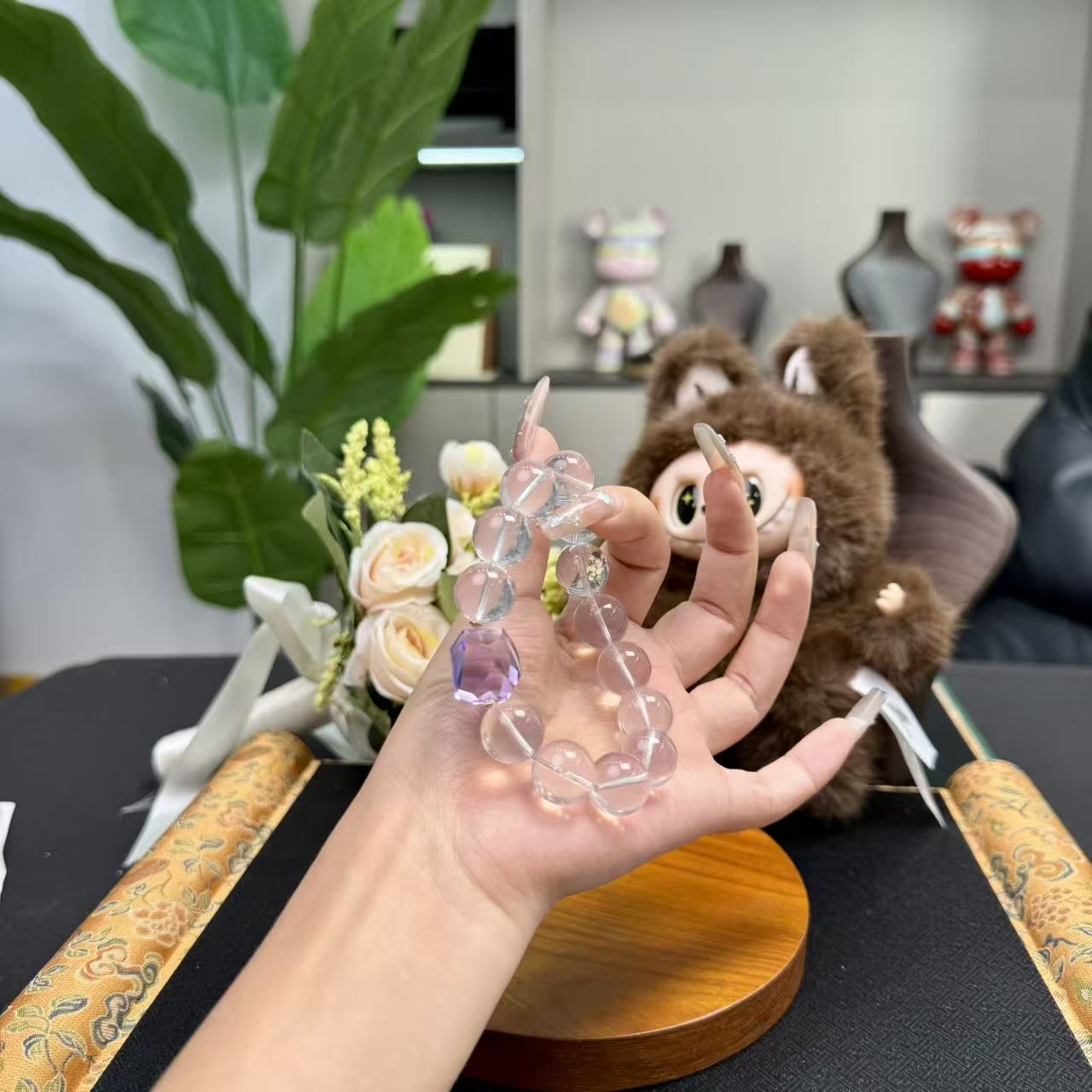 【芳华】天然星光粉水晶手串加紫水晶加18k金设计款手串日常百搭